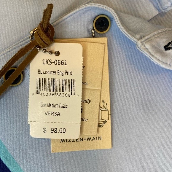 Mizzen Main Mens Polo Golf Shirt Medium Blue Lobster Versa PTO Bottle Opener NWT - Picture 7 of 13